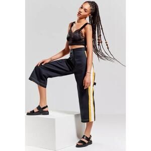 The Ragged Priest Womens Black Coulotte Jeans Yellow White Side Stripe Flared XS